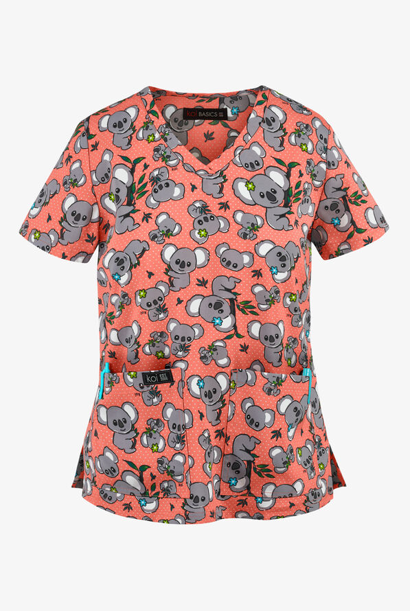koi Basics Koala Express Leslie V-Neck Print Scrub Top - null - 1
