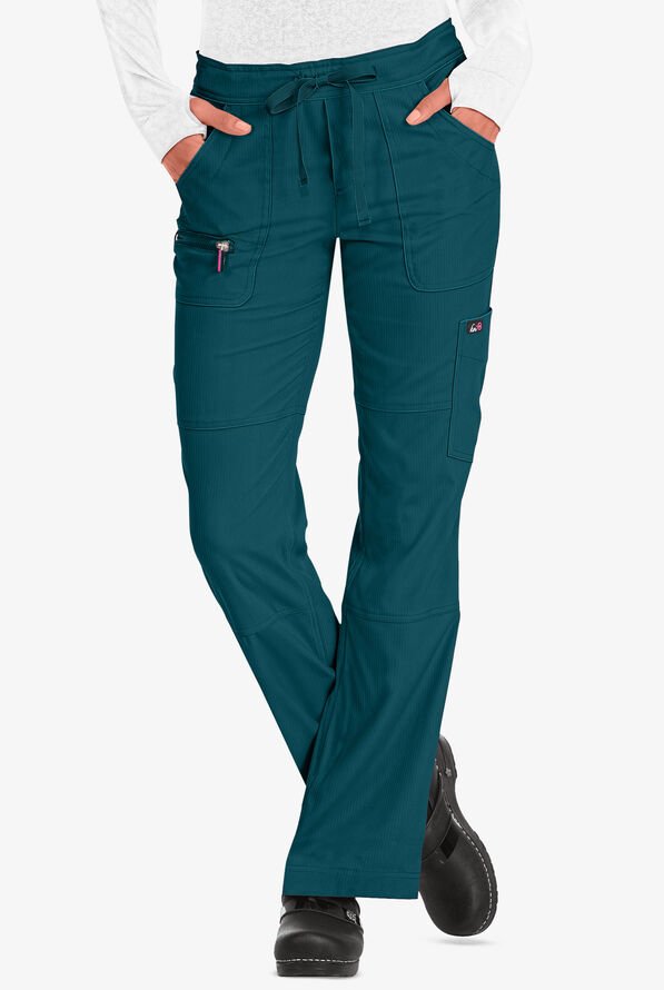 koi Lite™ Peace Women's 6-Pocket Drawstring Scrub Pants - Caribbean Blue - 1