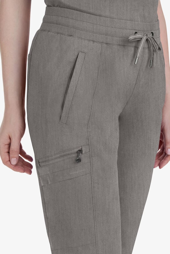 Pantal&oacute;n m&eacute;dico Healing Hands Purple Label Toby STRETCH estilo jogger con 7 bolsillos y cord&oacute;n para mujer - Heather Grey - 2