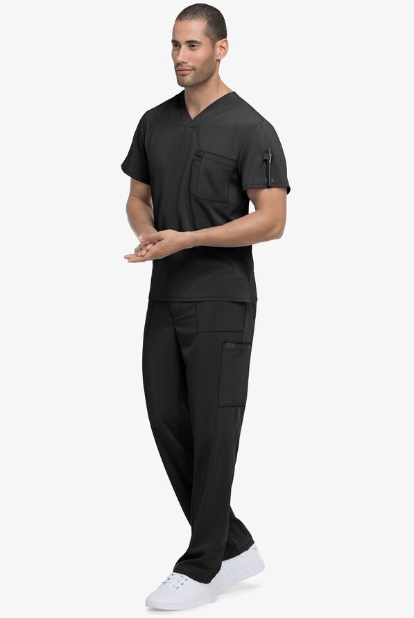 Dickies EDS Essentials Men's 1-Pocket STRETCH V-Neck Scrub Top - Black - 2