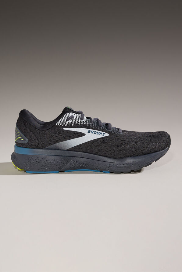 Brooks Men's Ghost 16 Black/Ebony/Blue Athletic Lace Up Nursing Shoes - null - 6