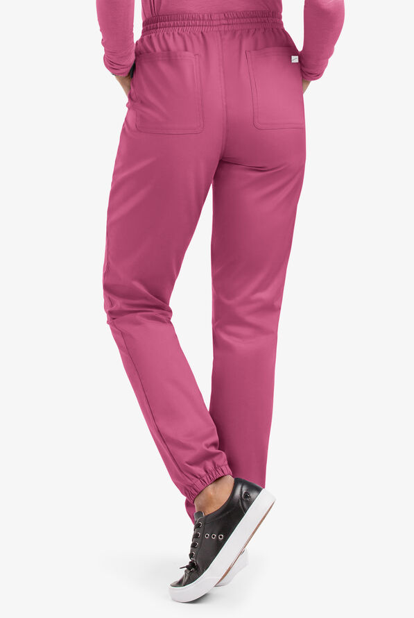Butter-Soft STRETCH Women's 5-Pocket Jogger Scrub Pants - Petite - Berry Haze - 2