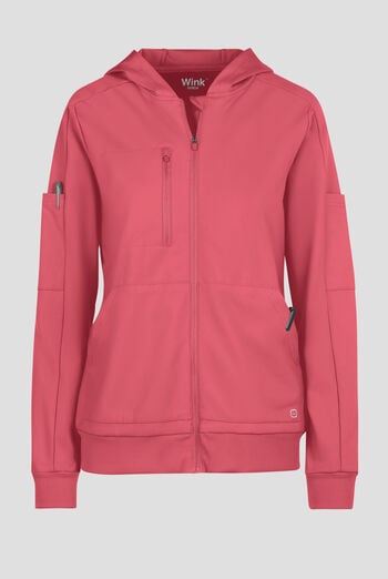 Wink Renew Knit Women's 4-Pocket STRETCH Front Zip Scrub Hoodie Jacket