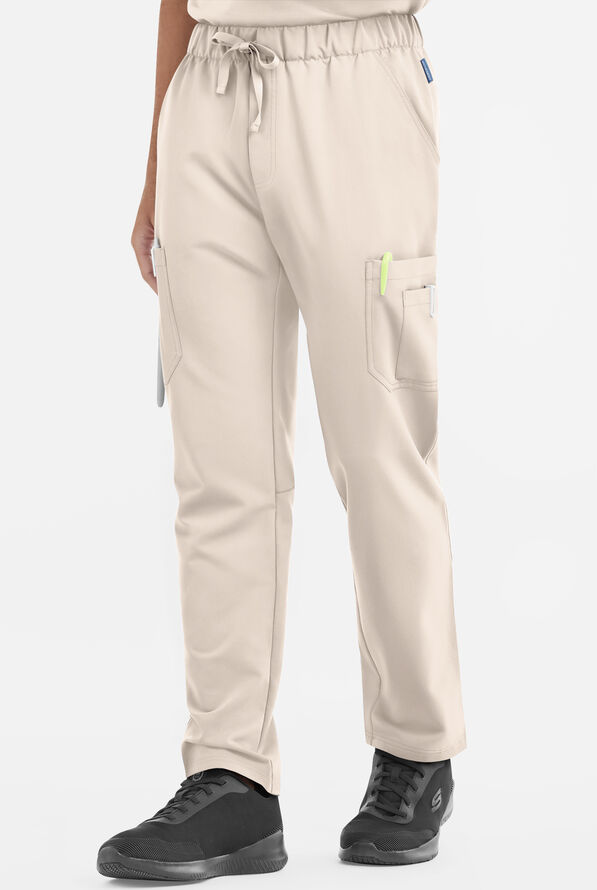 MOVEMENT by Butter-Soft Hadar Men's 9-Pocket Cargo STRETCH Scrub Pants - Khaki Shale - 1