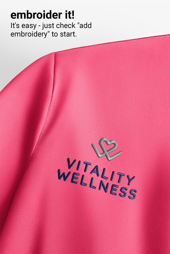 heartsoul Break On Through Women's 4-Pocket STRETCH Stand Up Collar Zip Front Scrub Jacket - Flamingo - 3