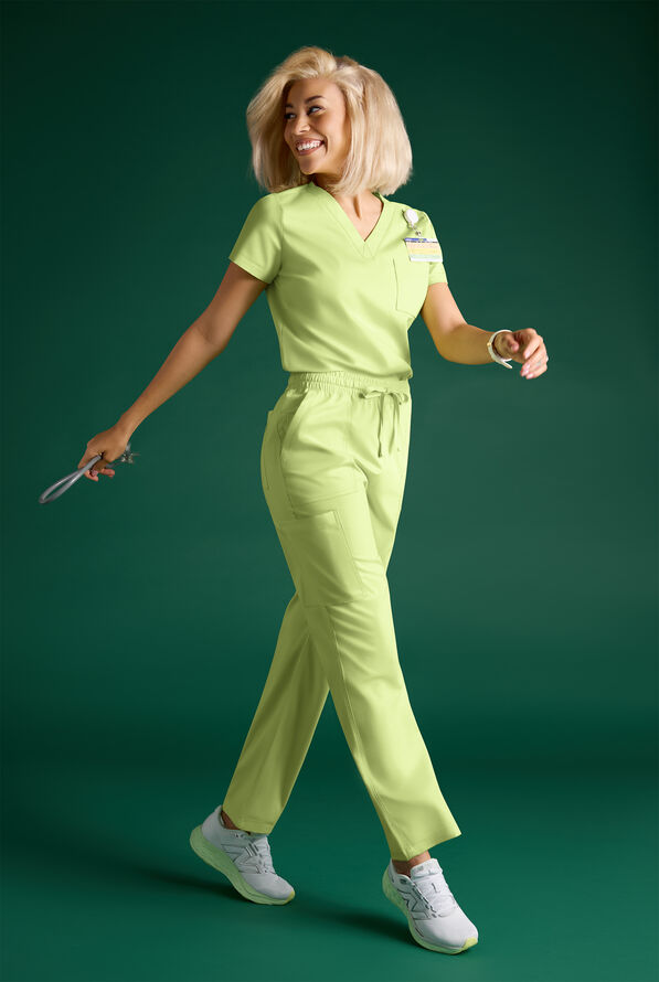 Butter-Soft STRETCH FLXTEK+ Women's 2-Pocket V-Neck Tuck-In Scrub Top - Light Olive - 6