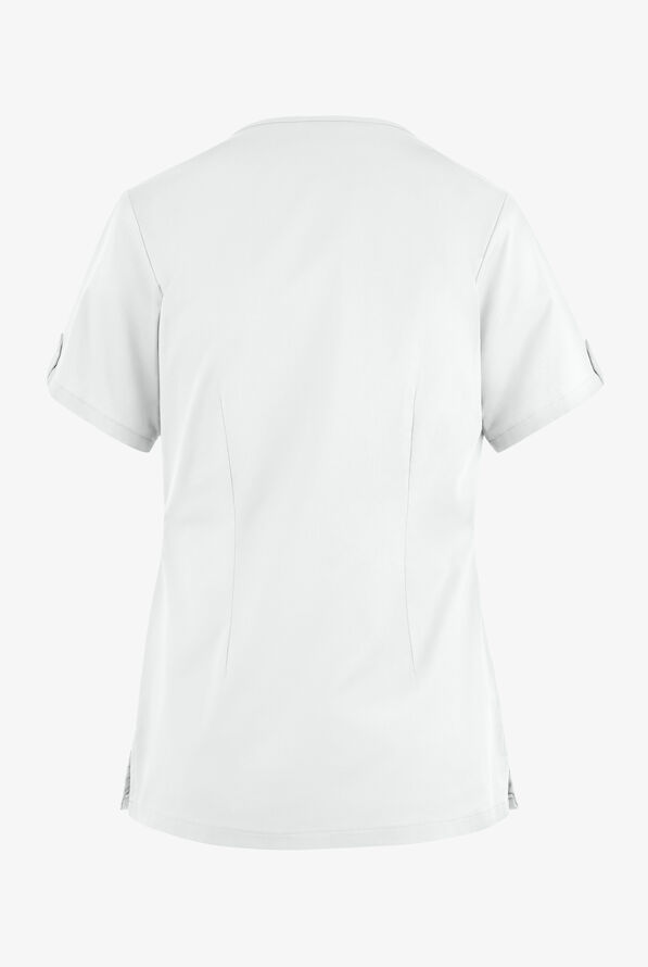 Butter-Soft STRETCH Women's 6-Pocket V-Neck Scrub Top - White - 4