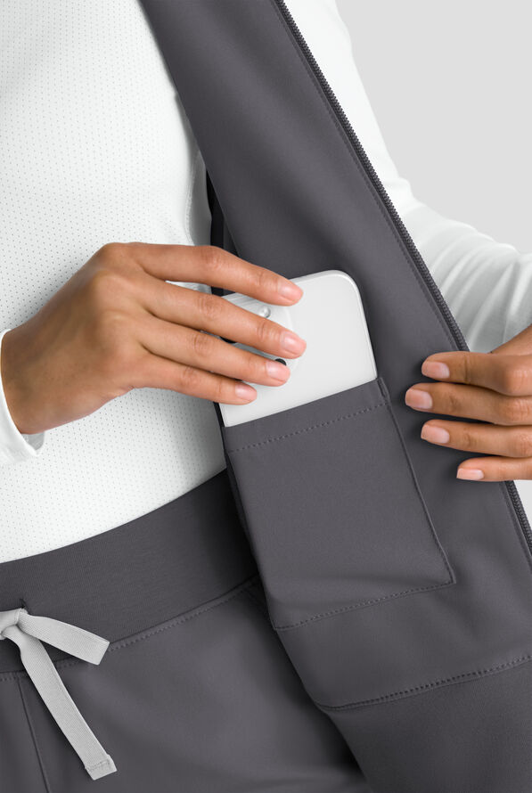 ReSurge Ebro Women's 6-Pocket Zip Front Stand Scrub Vest - Pewter - 3