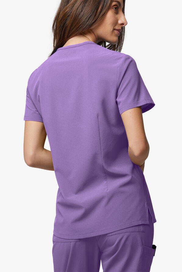 Easy Stretch EcoGrid Ariel Women's 1-Pocket Tuck In/Wear Out Scrub Top - Ultraviolet Light - 5