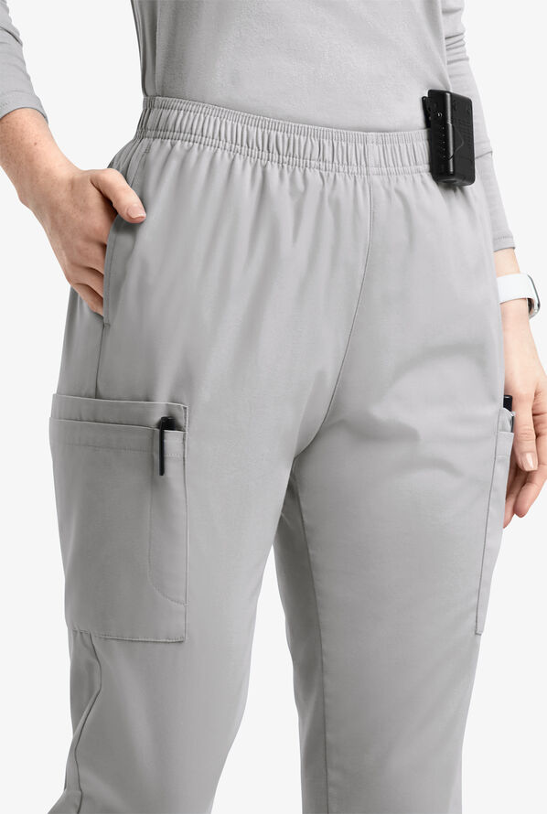 Butter-Soft Originals Women's 7-Pocket Tapered Jogger Cargo Scrub Pants - Silver - 2