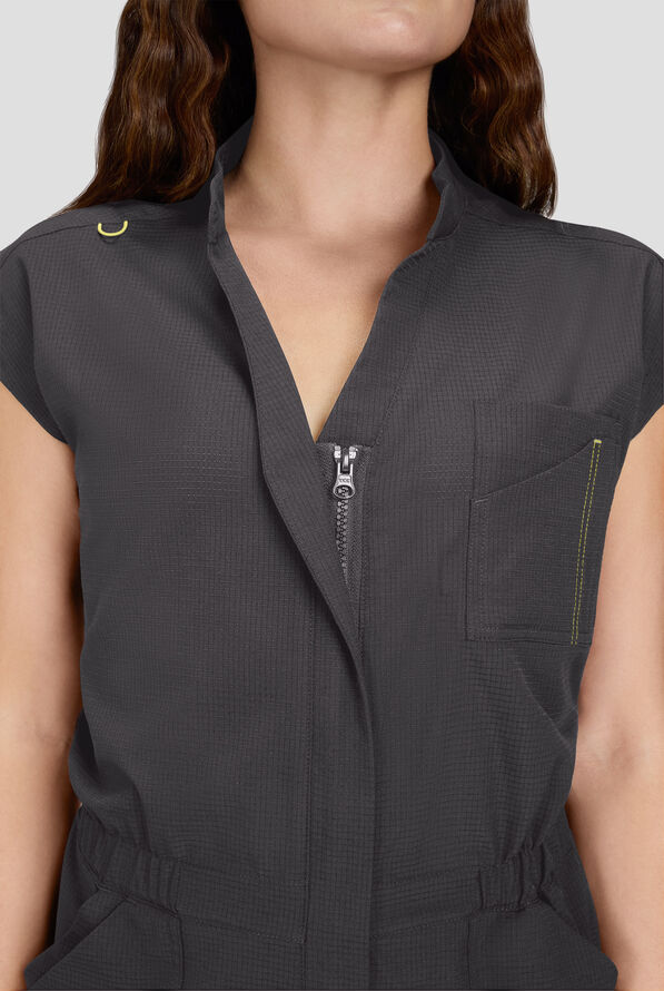 Mono médico a cremallera koi Solis Anja STRETCH Petite con mangas dolmán y 9 bolsillos para mujer - Charcoal - 3