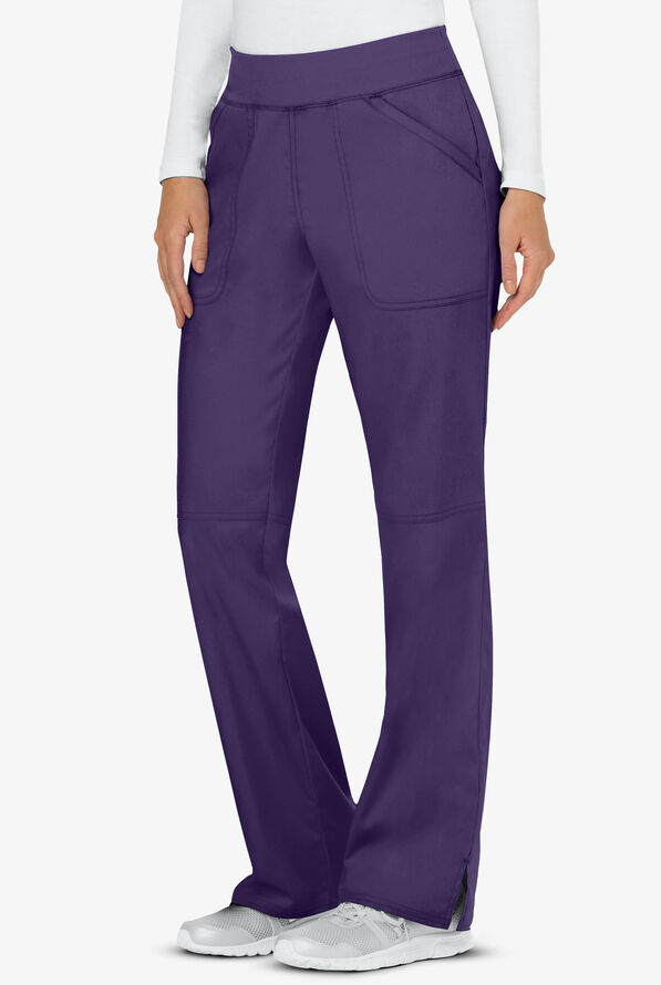 Cherokee Workwear Revolution Women's 4-Pocket STRETCH Pull-On Cargo Scrub Pants - Petite - Grape - 1