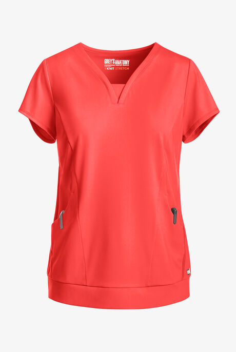 Grey's Anatomy by Barco Knit STRETCH Motivate Women's 2-Pocket Banded V-Neck Scrub Top