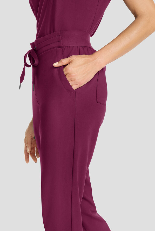 Healing Hands Quest Women's 5-Pocket STRETCH Drawstring Jogger Scrub Pant - Wine - 2