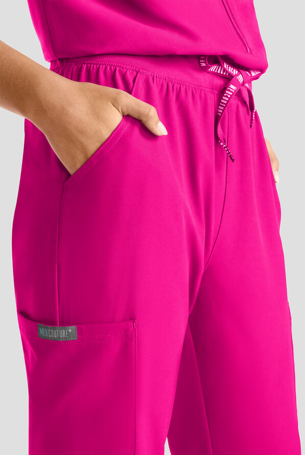 Med Couture Insight Women's 4-Pocket Zip Front Drawstring Waist Scrub Jumpsuit - Aurora Berryalis - 2