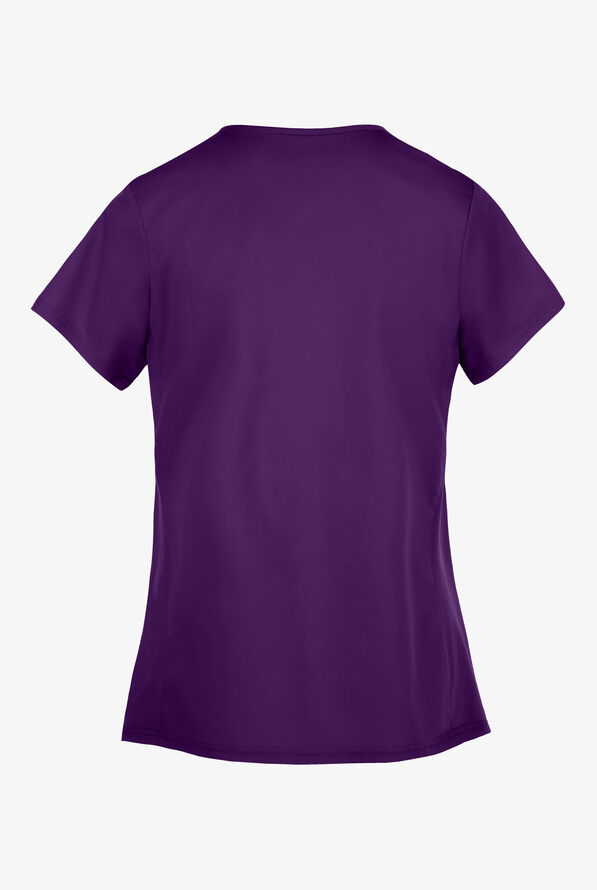 Butter-Soft STRETCH Women's 3-Pocket Knit Panel Maternity Scrub Top - Eggplant - 3