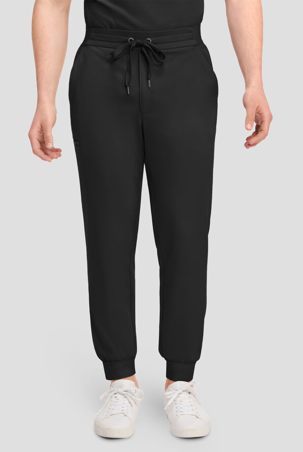 Healing Hands Quest Arlo Men's 5-Pocket STRETCH Drawstring Jogger Scrub Pants - Black - 1
