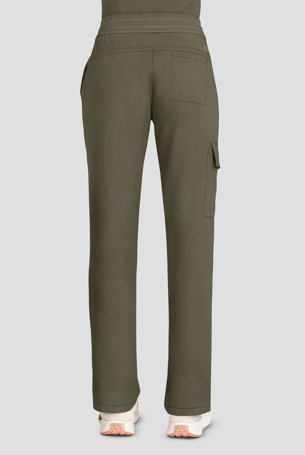 Healing Hands Quest Women's 4-Pocket STRETCH Straight Leg Drawstring Cargo Scrub Pant - Olive - 3