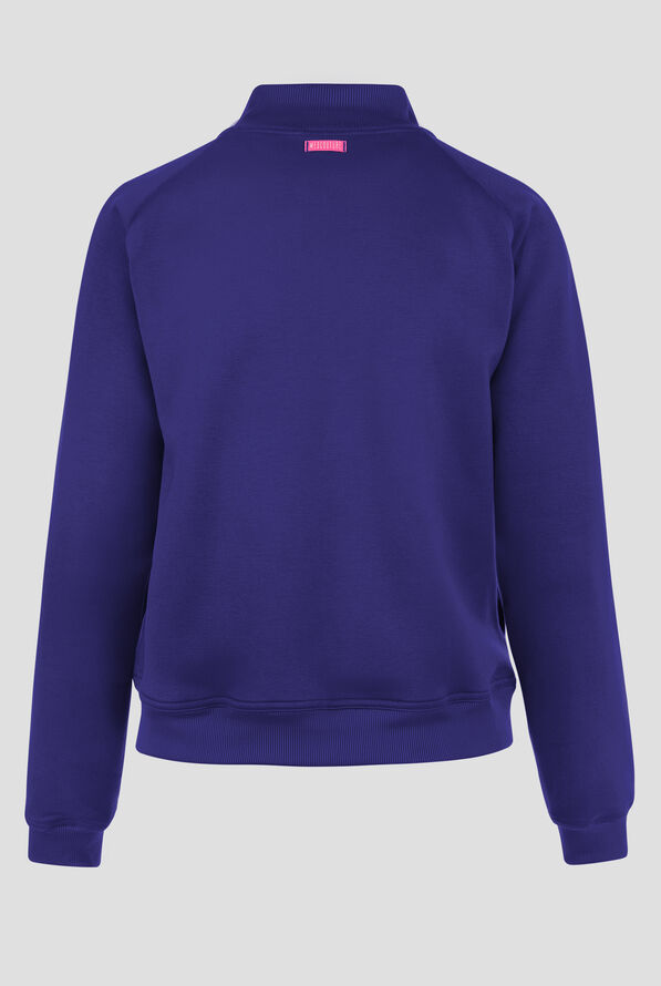 Med Couture Layers Women's 2-Pocket STRETCH Half Zip Scuba Knit Scrub Jacket - Light Galactic Purple - 2