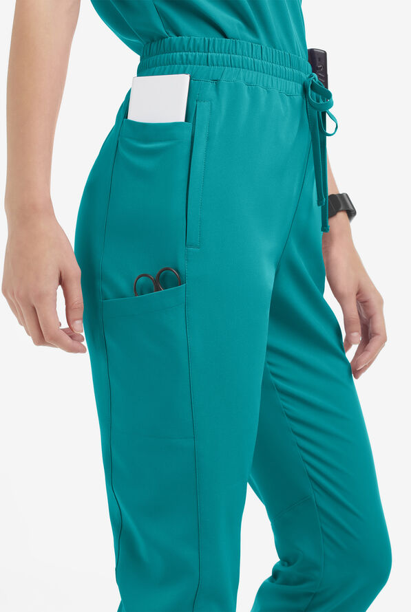 Pantal&oacute;n m&eacute;dico Easy STRETCH Kourtney estilo jogger con piernas delgadas modernas y 5 bolsillos para mujer - Teal - 3