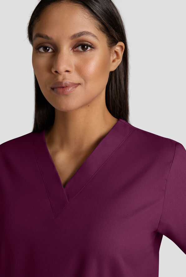 Strictly Scrubs Women's 4-Pocket Scrub Set - Wine - 3