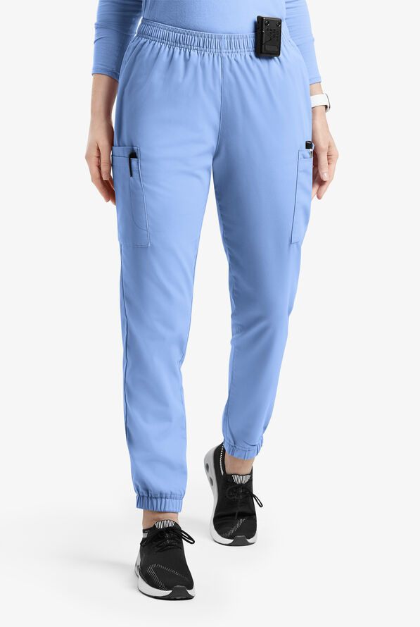 Strictly Scrubs Women's 7-Pocket Tapered Jogger Cargo Scrub Pants - Ceil Blue - 1