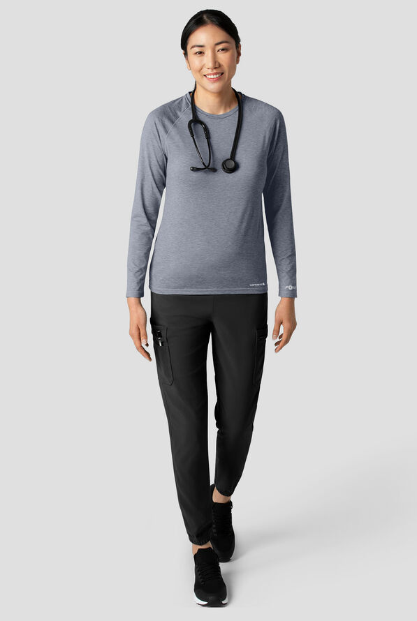 Carhartt Women's Force 1-Pocket Raglan Sleeve Crew Neck Heathered Underscrub - Grey Heather - 3