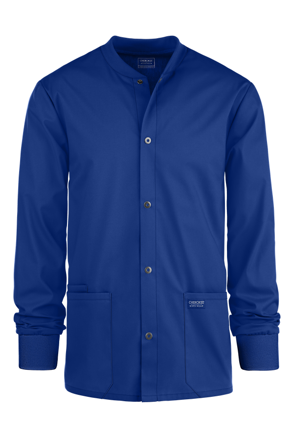 Cherokee Workwear Professionals Men's 3-Pocket STRETCH Snap Front Scrub Jacket - Galaxy - 1
