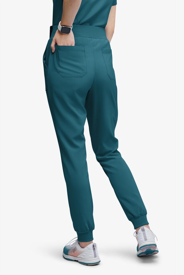 Easy STRETCH Olivia Women's 7-Pocket Slim Leg Jogger Scrub Pants - Tall - Caribbean Blue - 4