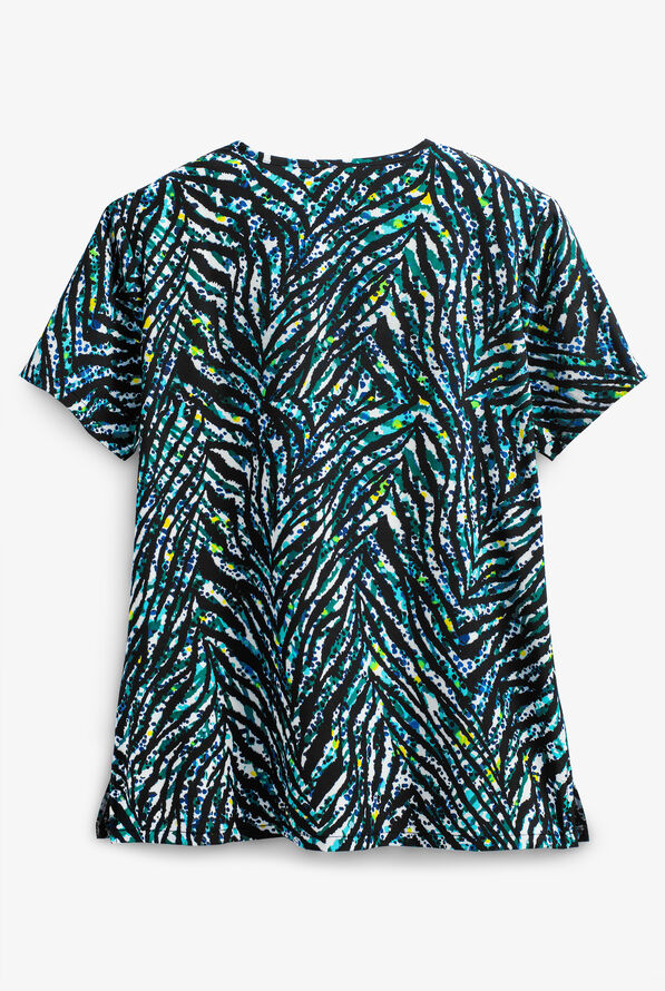Blusa médica estampada Green Town Wild Side STRETCH con cuello en V y 3 bolsillos para mujer - null - 2