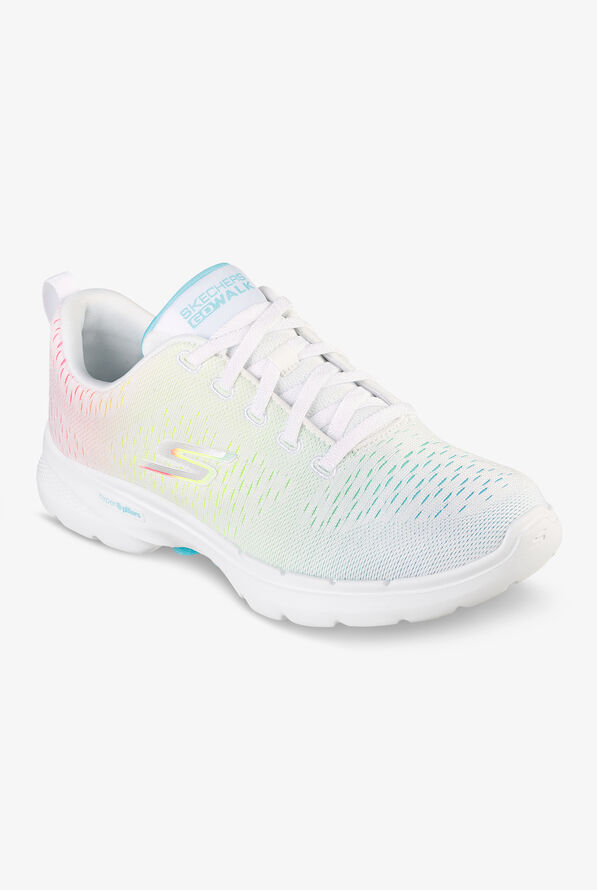 Zapatillas deportivas Skechers Go Walk 6 Vibrant Energy White/Multi con cordones para mujer - null - 5