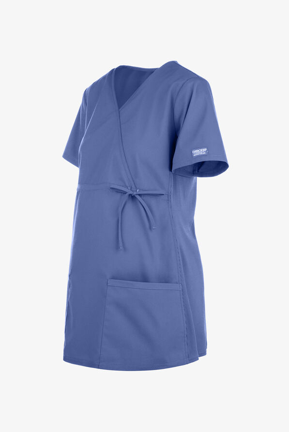 Cherokee Workwear Professionals Women's 3-Pocket STRETCH Maternity Scrub Top - Ceil Blue - 3