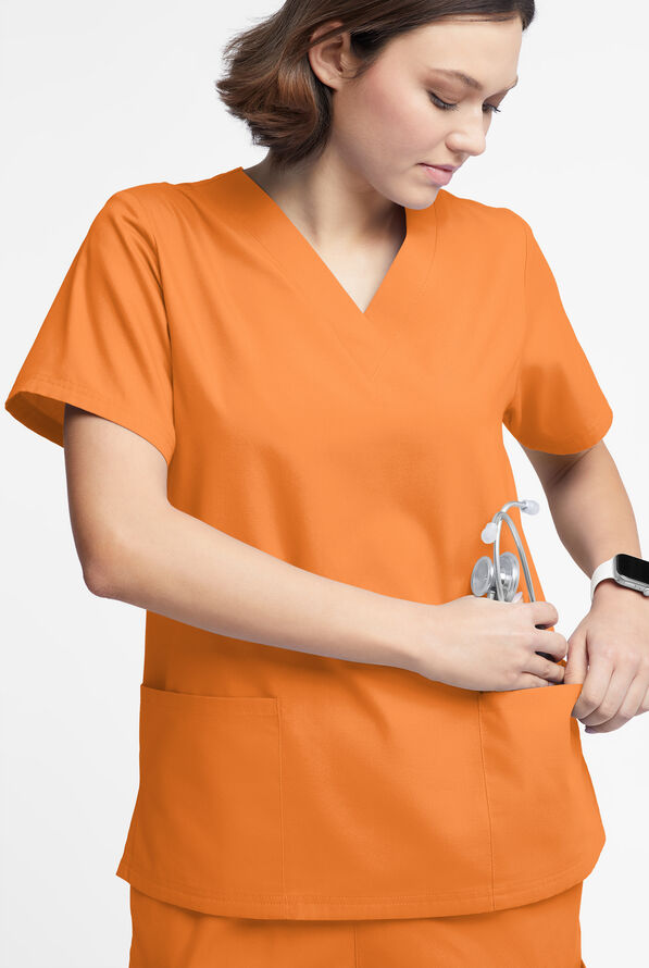 Butter-Soft Originals Women's 2-Pocket V-Neck Scrub Top - Apricot Crush - 4