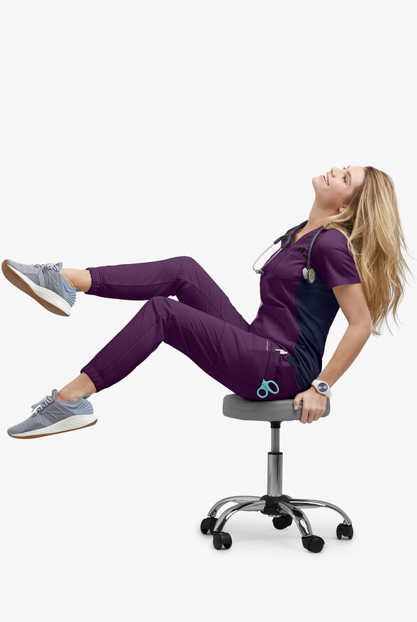 UA Flex2 Women's 7-Pocket Jogger Scrub Pants - Petite - Eggplant - 3