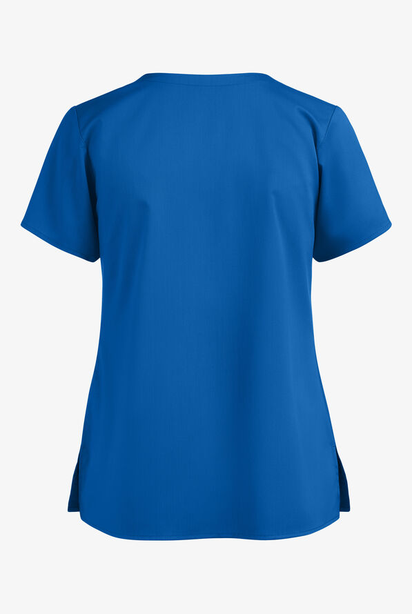 WonderWink PRO Women's 4-Pocket STRETCH Notch Neck Scrub Top - Royal - 2