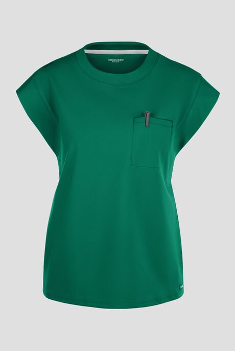 Cherokee Achieve Women's 1-Pocket STRETCH Raglan Sleeve Crew Neck Knit Scrub Top