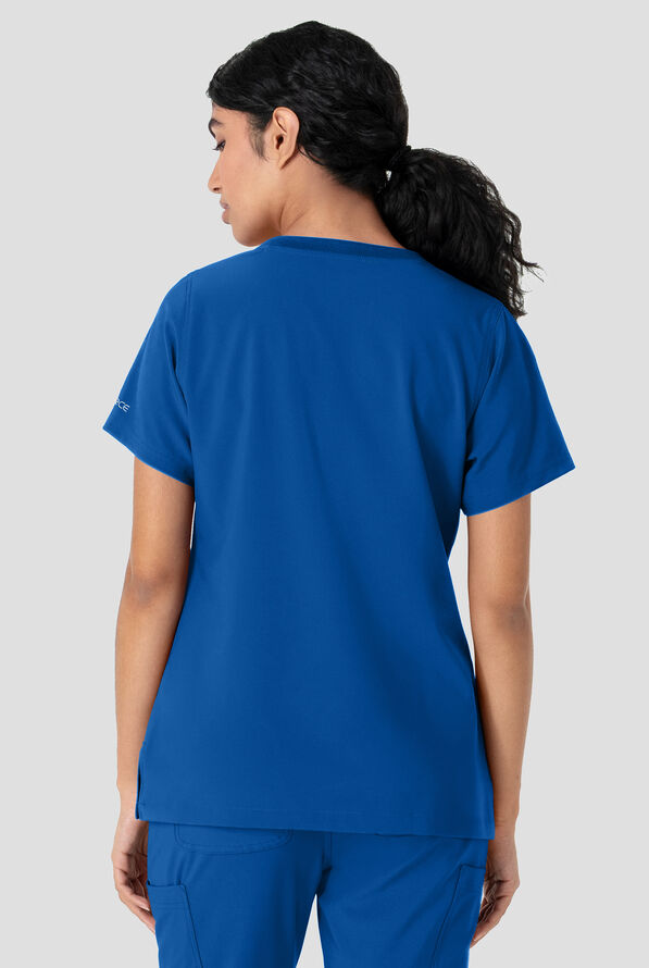 Blusa m&eacute;dica Carhartt Cross-Flex Force STRETCH con cuello redondo y 1 bolsillo para mujer - Royal - 4