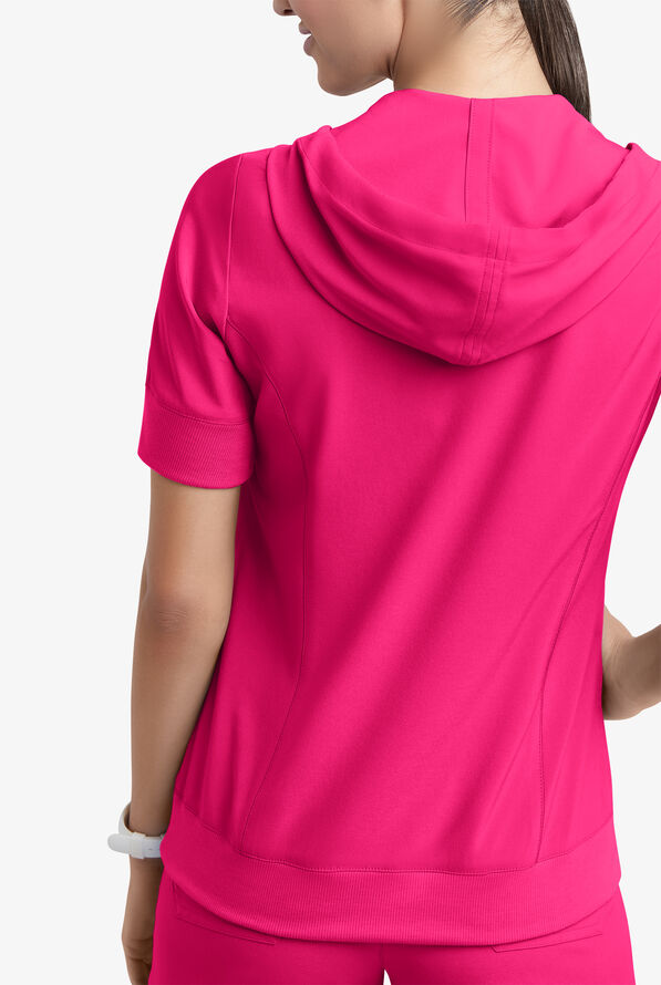 Sudadera médica manga corta Easy STRETCH True con capucha y 3 bolsillos para mujer - Reactive Pink - 4