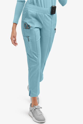 Butter-Soft STRETCH Women's 6-Pocket Pin-Tuck Crop Slim with Sport Trim Detail Scrub Pants