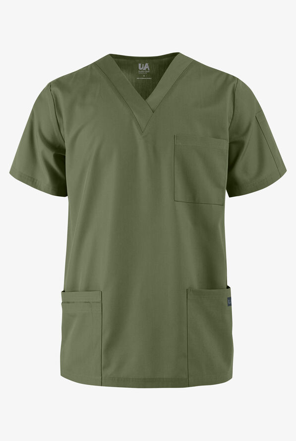 Camisa médica UA Butter-Soft STRETCH con cuello en V y 5 bolsillos para hombre - Light Olive - 1