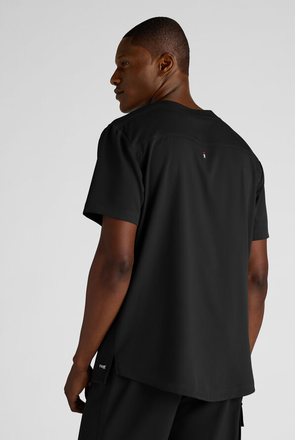 Camisa m&eacute;dica Grey's Anatomy&trade; by Barco Emerge Rhodes STRETCH estilo Henley con cuello redondo y 1 bolsillo para hombre - Black - 4
