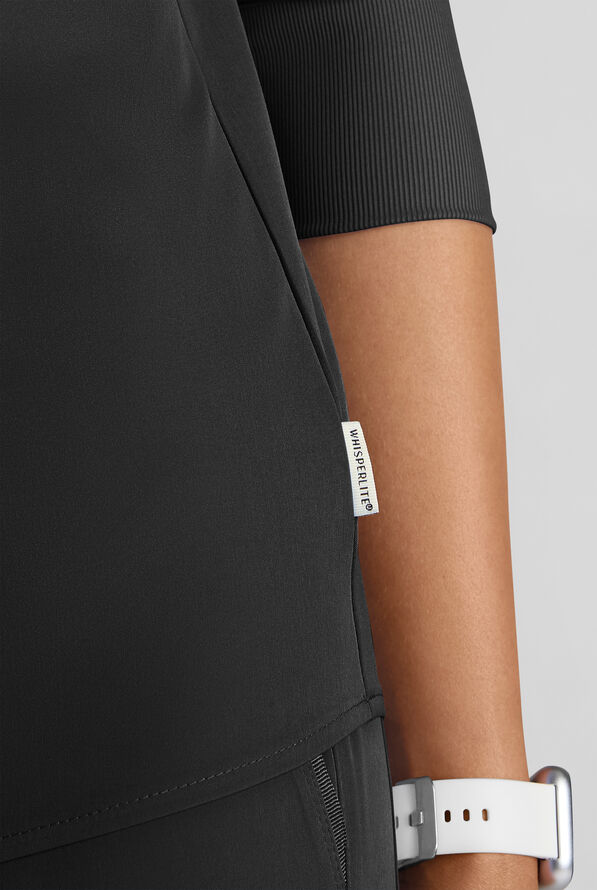 Blusa médica WhisperLite con mangas 3/4 para mujer - Black - 5