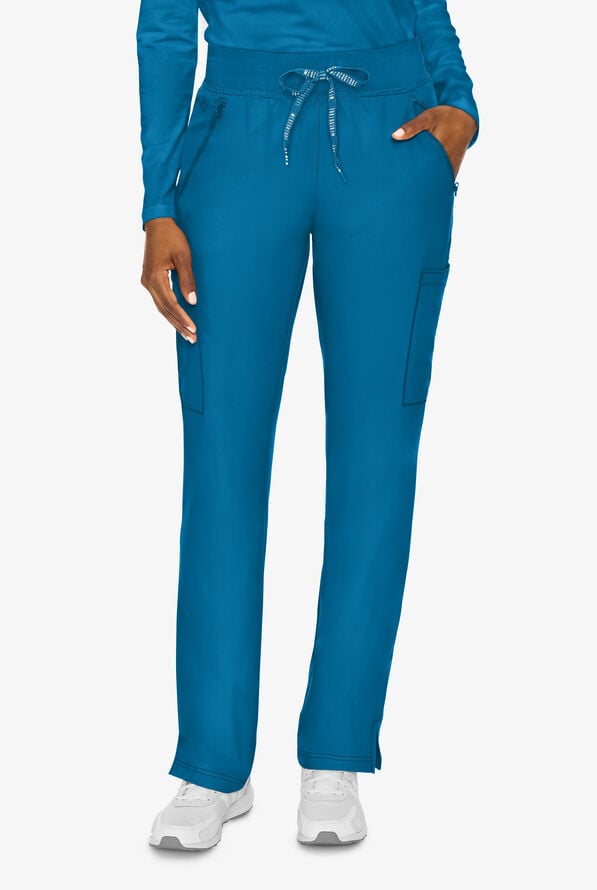 Med Couture Insight Women's 4-Pocket Zipper Cargo Pocket Scrub Pants - Ocean Abyss - 1