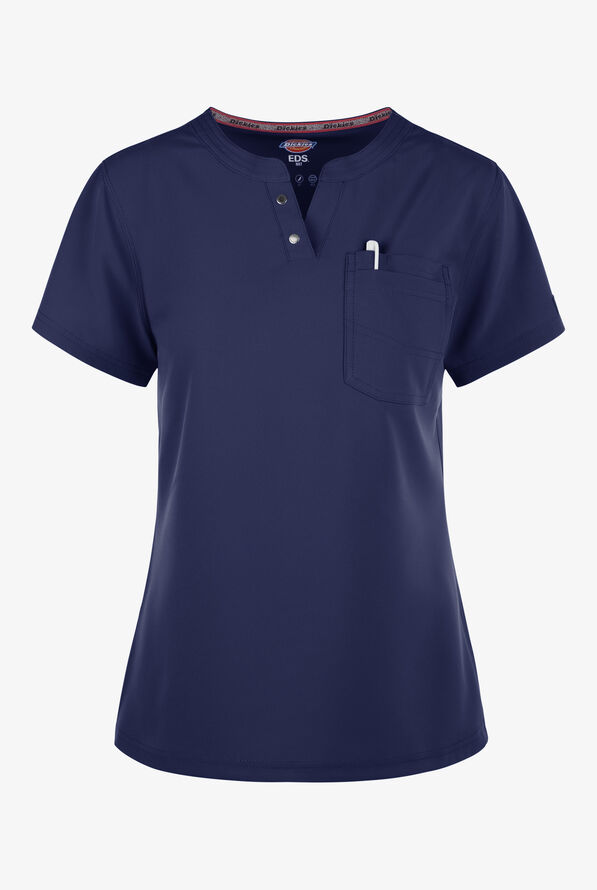 Dickies EDS NXT Women's 1- Pocket Tuck In Henley Scrub Top - Navy - 1
