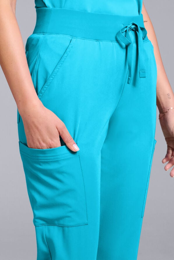 Hypothesis Women's Base 7-Pocket Straight Leg Cargo Scrub Pant - Turquoise - 5