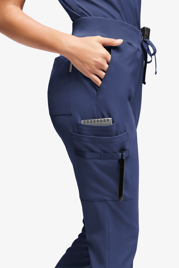 WhisperLite YARA Women's 10-Pocket Cargo Jogger Scrub Pants - Navy - 2