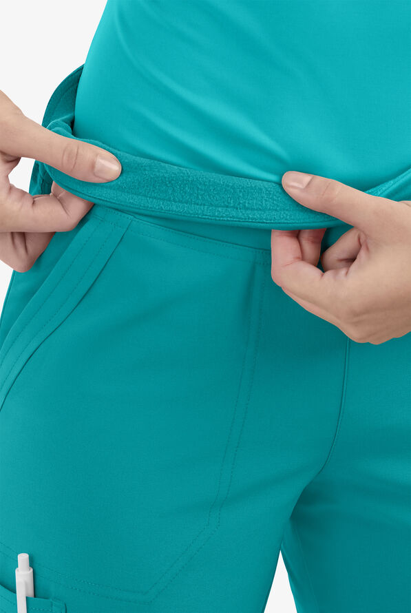 Easy STRETCH Sienna Women's 5-Pocket Sport Yoga Scrub Pants - Petite - Teal/Teal - 3