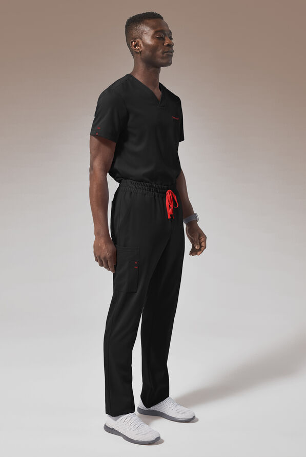 Pantal&oacute;n m&eacute;dico Hypothesis (RED) STRETCH estilo cargo con piernas rectas y 8 bolsillos para hombre - Jet Black - 5