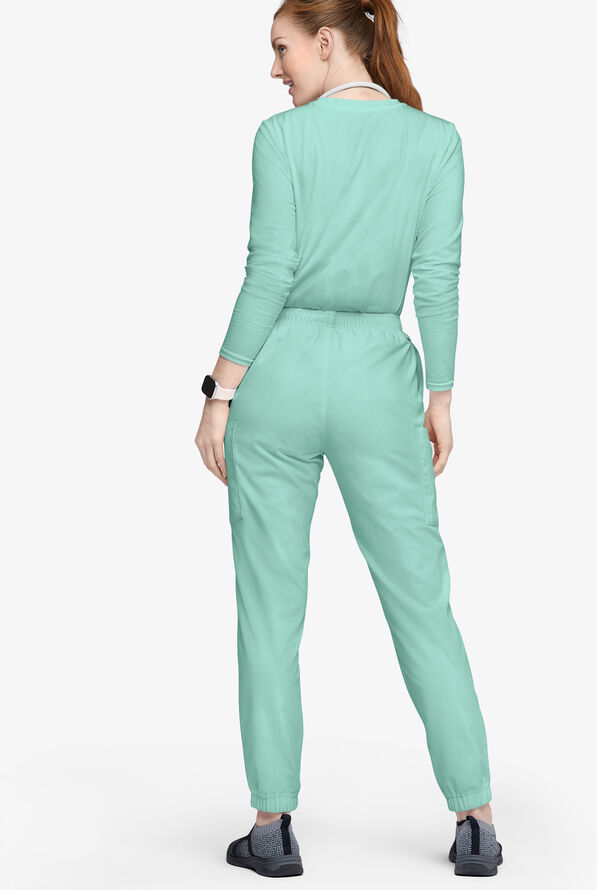 Butter-Soft Originals Women's 7-Pocket Tapered Jogger Cargo Scrub Pants - Petite - Water Mint - 3