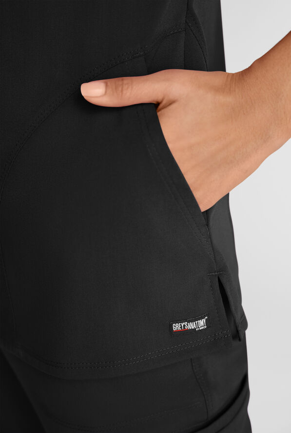 Grey's Anatomy by Barco Emerge Brylyn Women's 2-Pocket STRETCH Dolman Sleeve V-Neck Scrub Top - Black - 3